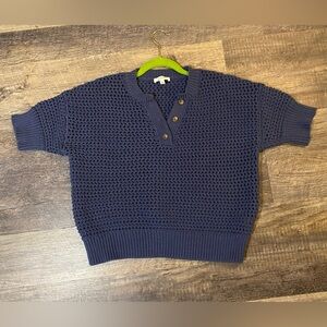 Haven Blue Knot Stitch Henley Top